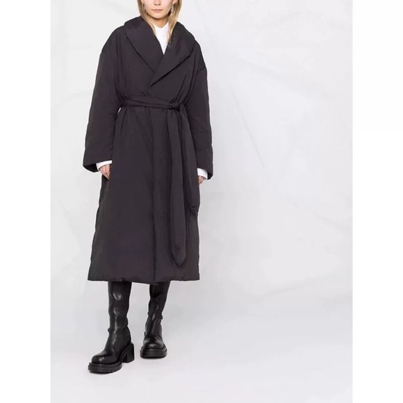 Toteme Belted Down Robe Coat Black (size 32) - Picture 2 of 8